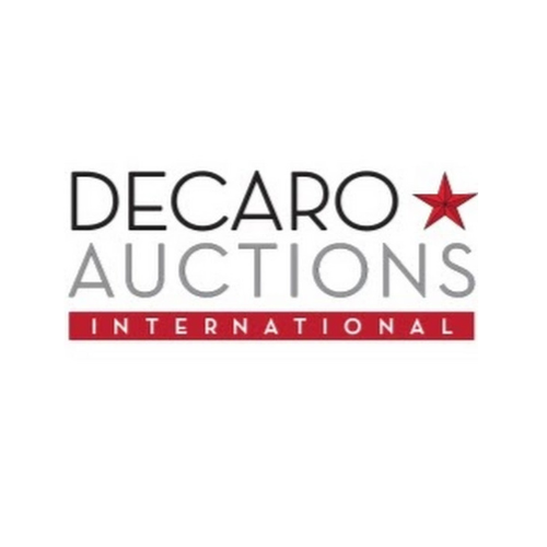 Decaro Auctions International logo: black text with a red star and a red banner saying