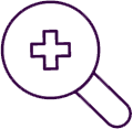 a magnifying glass with a cross inside of it 