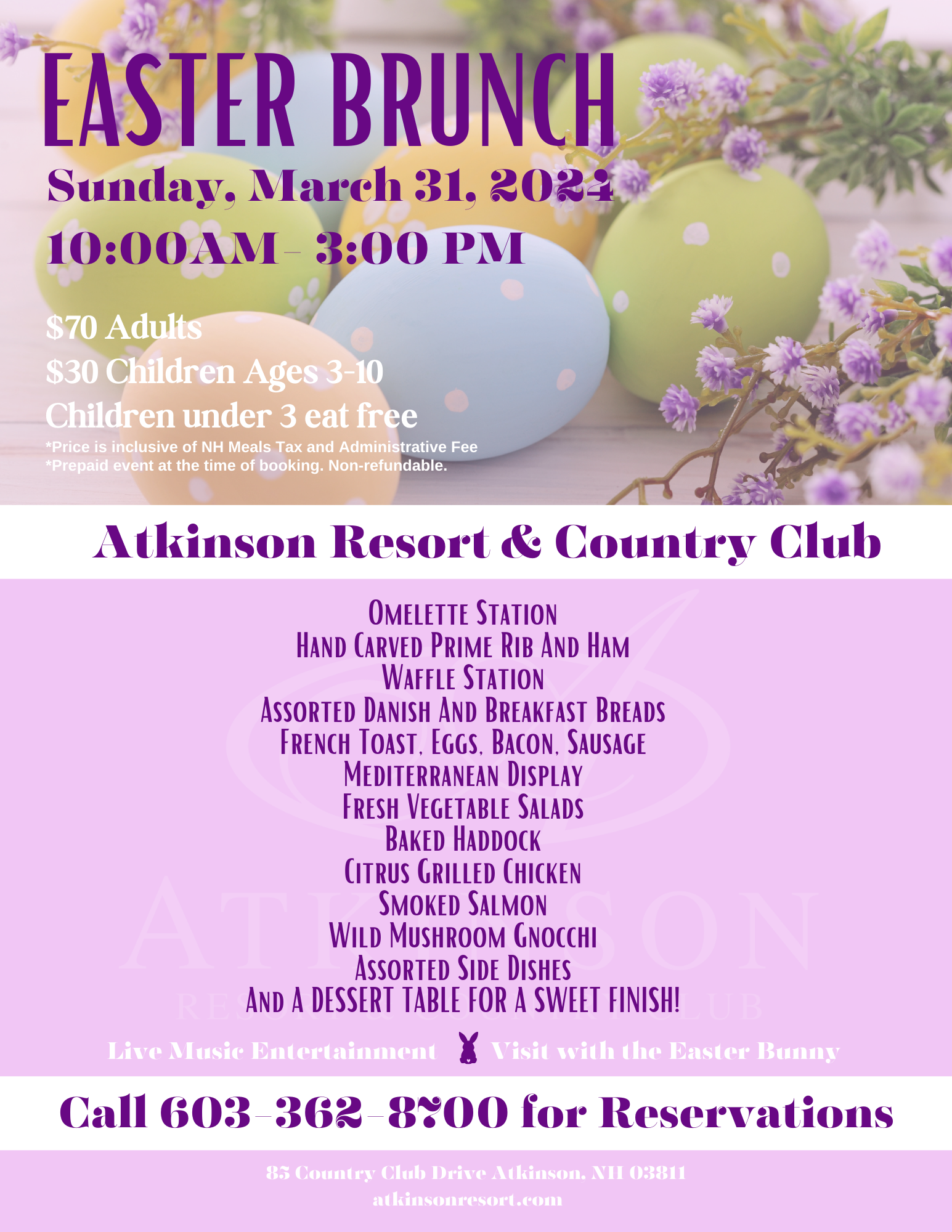 Mother's Day Brunch menu