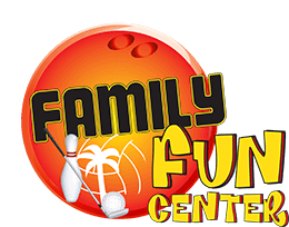 Pheasant Lanes Family Fun Center logo with orange sun, bowling pin, and bold black-and-yellow text