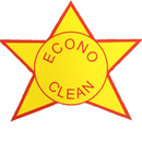 A yellow star with the words econo clean on it