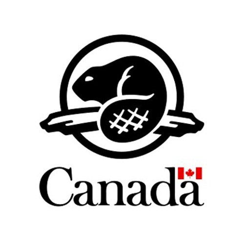A black and white logo for canada with a beaver in a circle