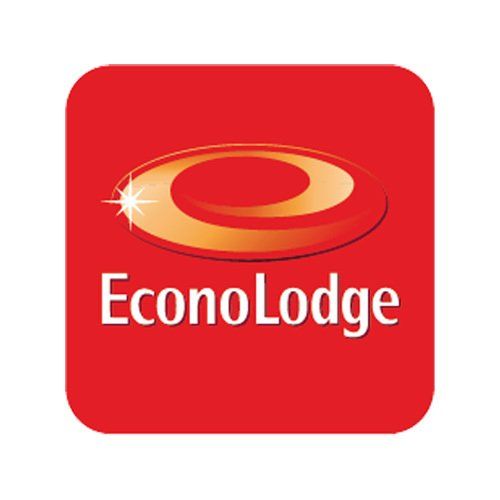 A red square with the econo lodge logo on it