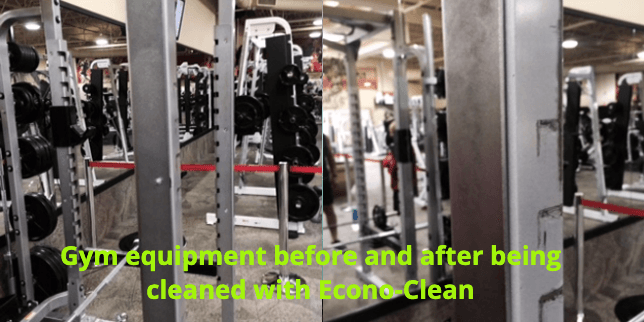 gym equipment after being cleaned