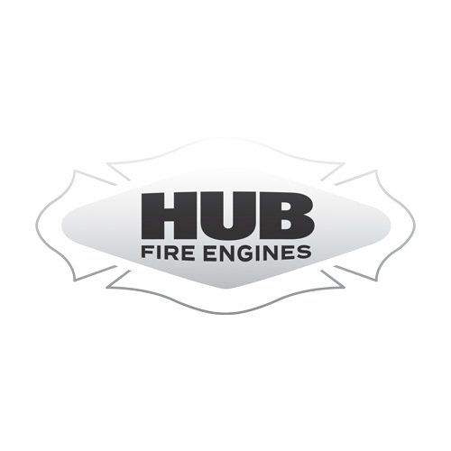 A black and white logo for hub fire engines.