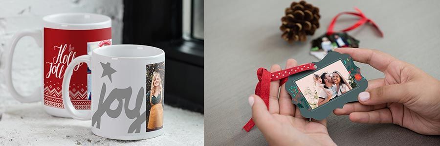 holiday mug and ornaments