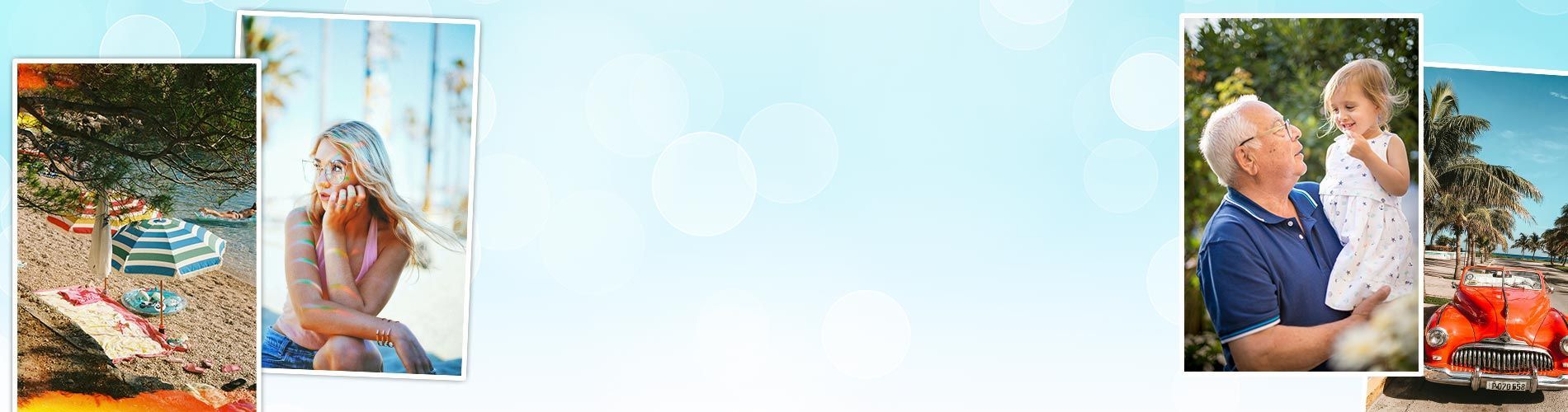 summer photos on a blue background