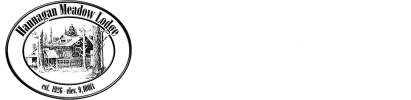 A black and white logo with a castle in the middle of a circle.