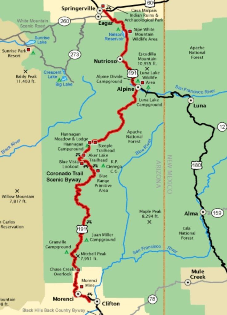 A map showing the route of the grand canyon trail