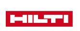 A red and white logo for hilti on a white background.