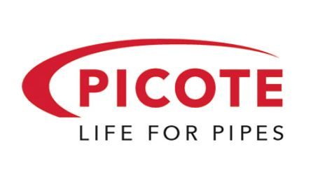 A red and white logo for picote life for pipes.