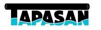 The word tapasan is written in black and blue on a white background.