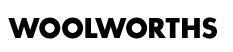 A black and white logo for woolworths on a white background.