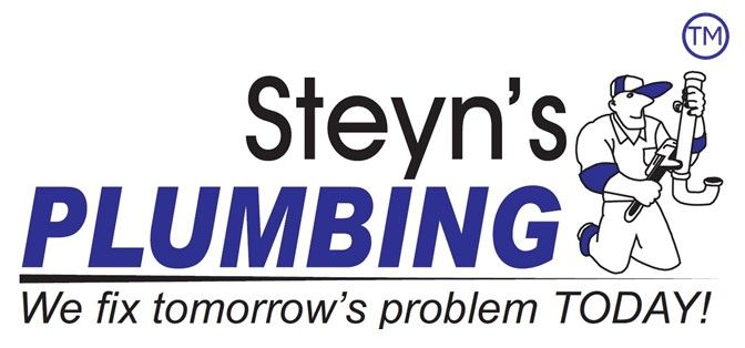 Steyn 's plumbing logo that says we fix tomorrow 's problem today