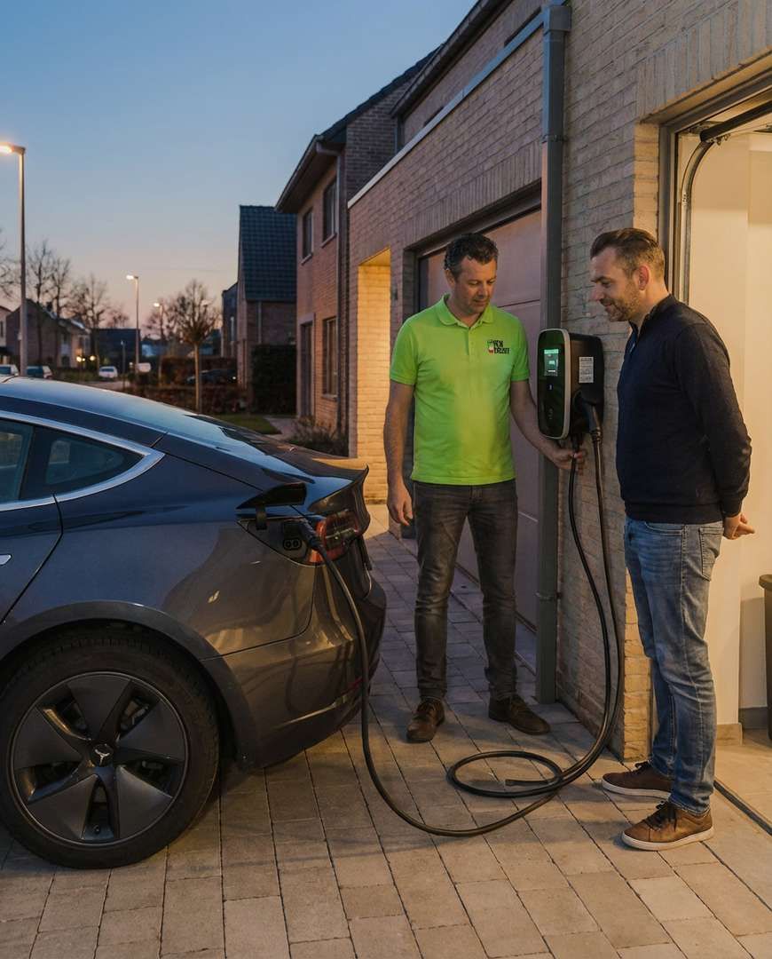 Een modern huis met een zwembad ervoor en een Sunnix batterij.