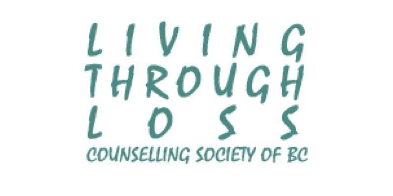 Logo for Living Through Loss Counselling Society of BC, featuring the words in stylized, dark-teal lettering.