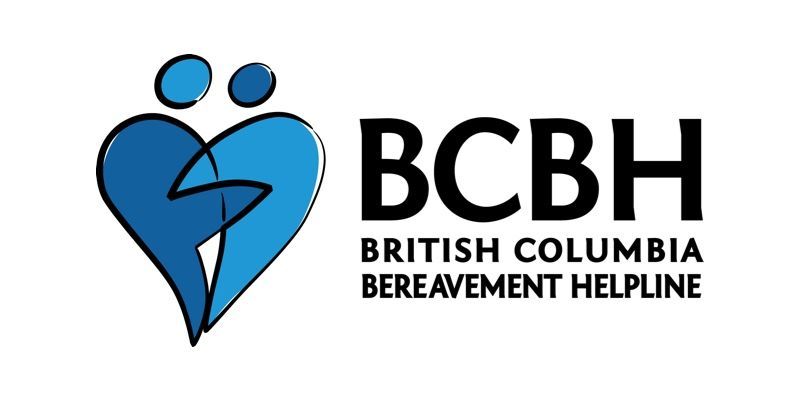 Logo for the British Columbia Bereavement Helpline featuring two blue stylized figures forming a heart shape.