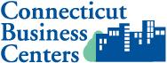 Connecticut Business Centers logo with blue city skyline graphic