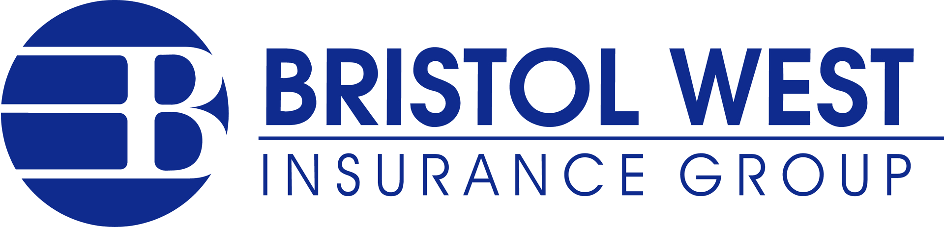 Logo of Bristol West Insurance Group. A blue circle with a stylized "B", with the name in dark blue below.