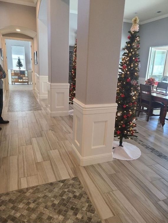 Custom wood floors and pillar work