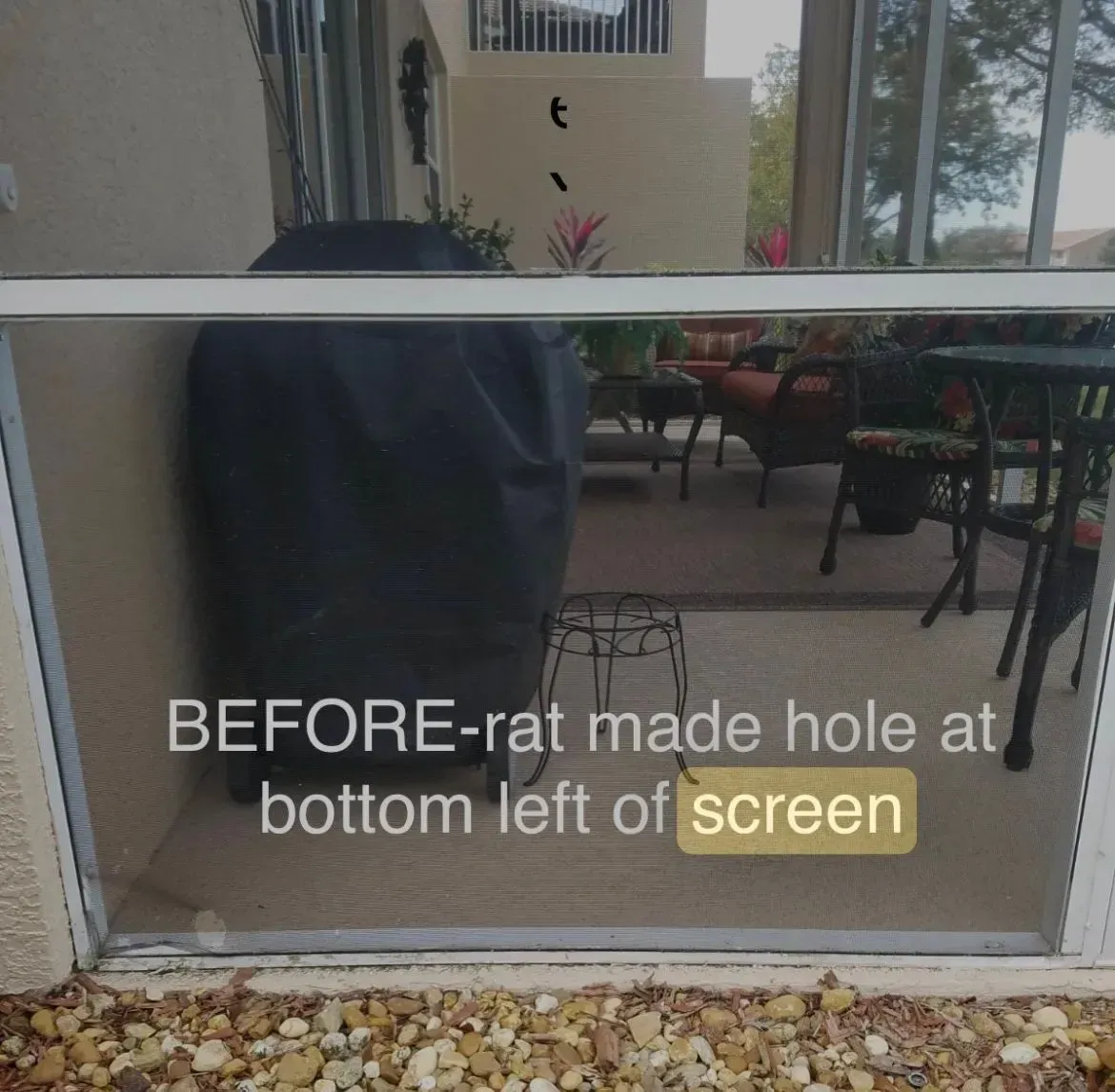 A picture of a screen door with the words