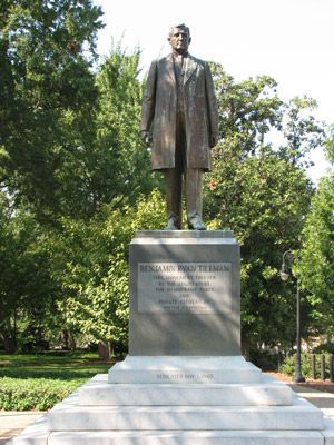 A statue of