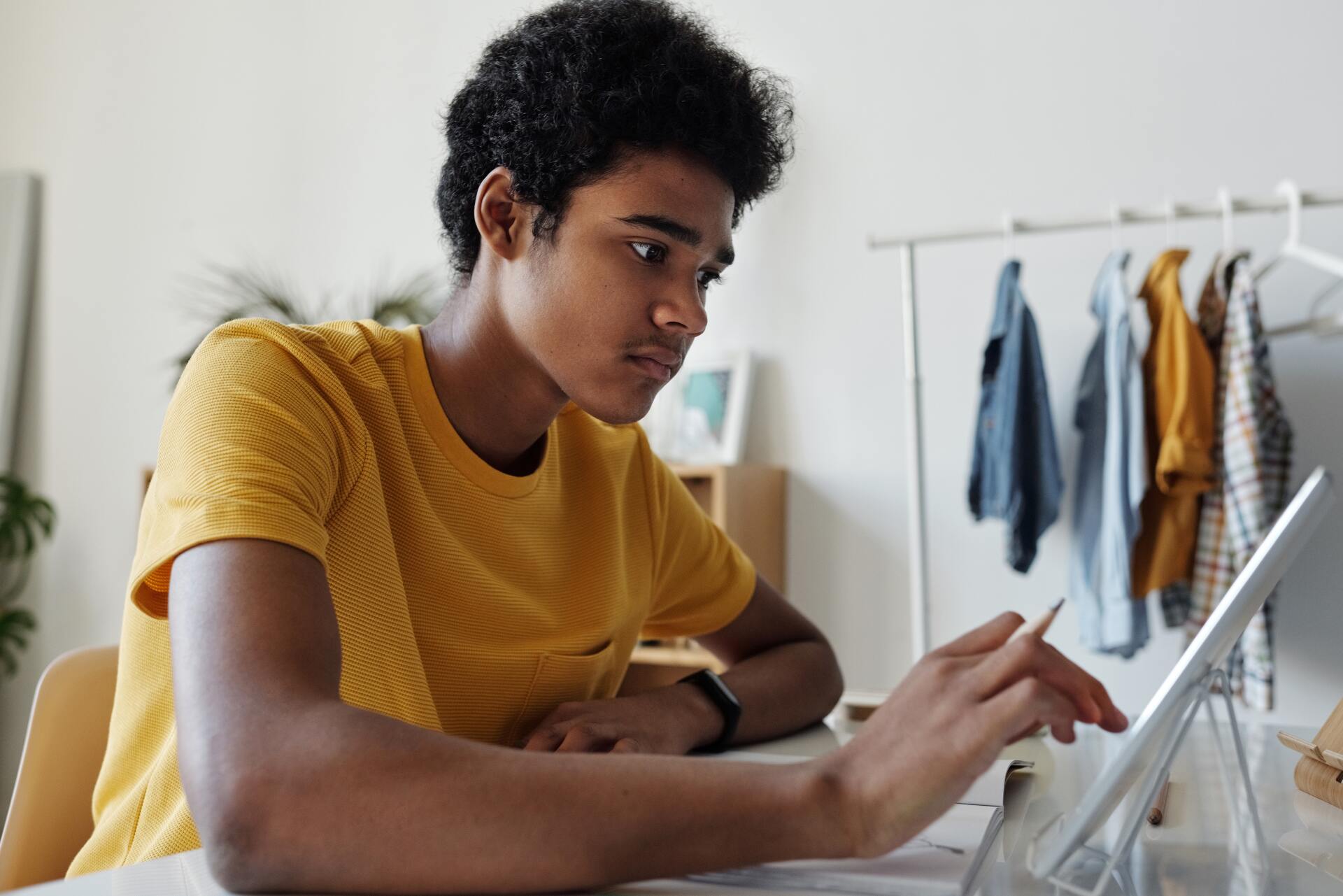 A student works on a tablet