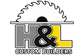 H&L Custom Builders logo with gray, black, and yellow letters beneath a circular saw blade