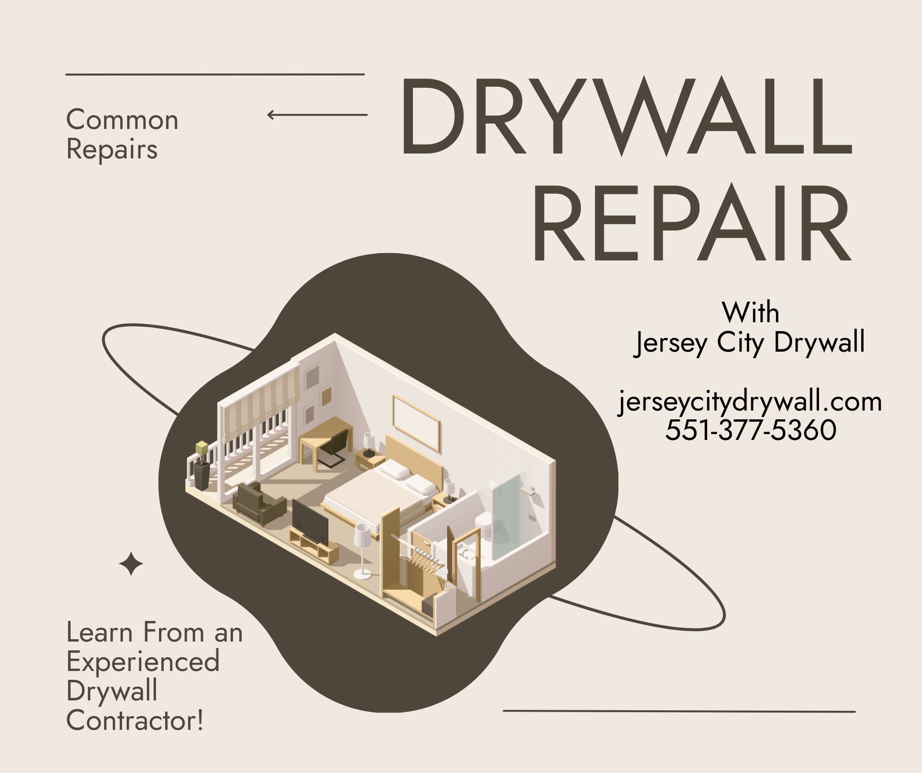 Graphic for blog post on drywall repair in jersey city new jersey.