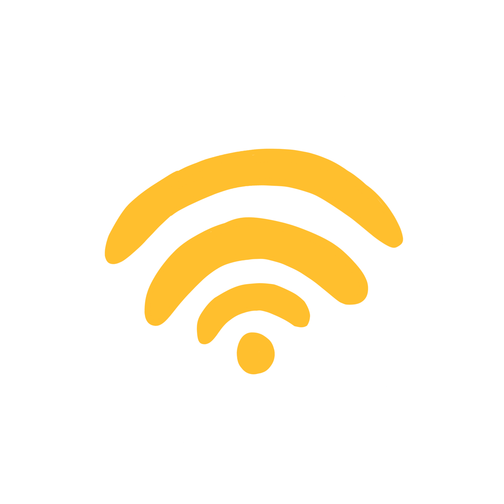 Yellow WiFi signal icon.
