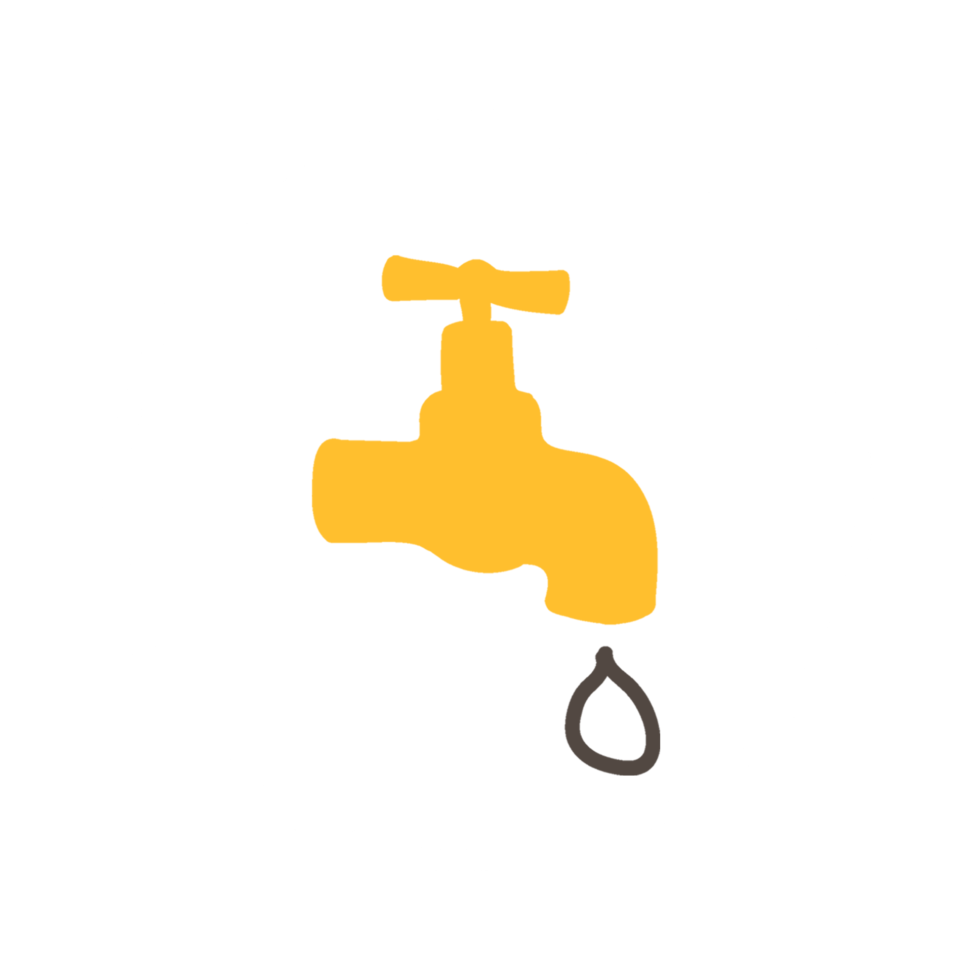 Yellow faucet with a single water droplet.