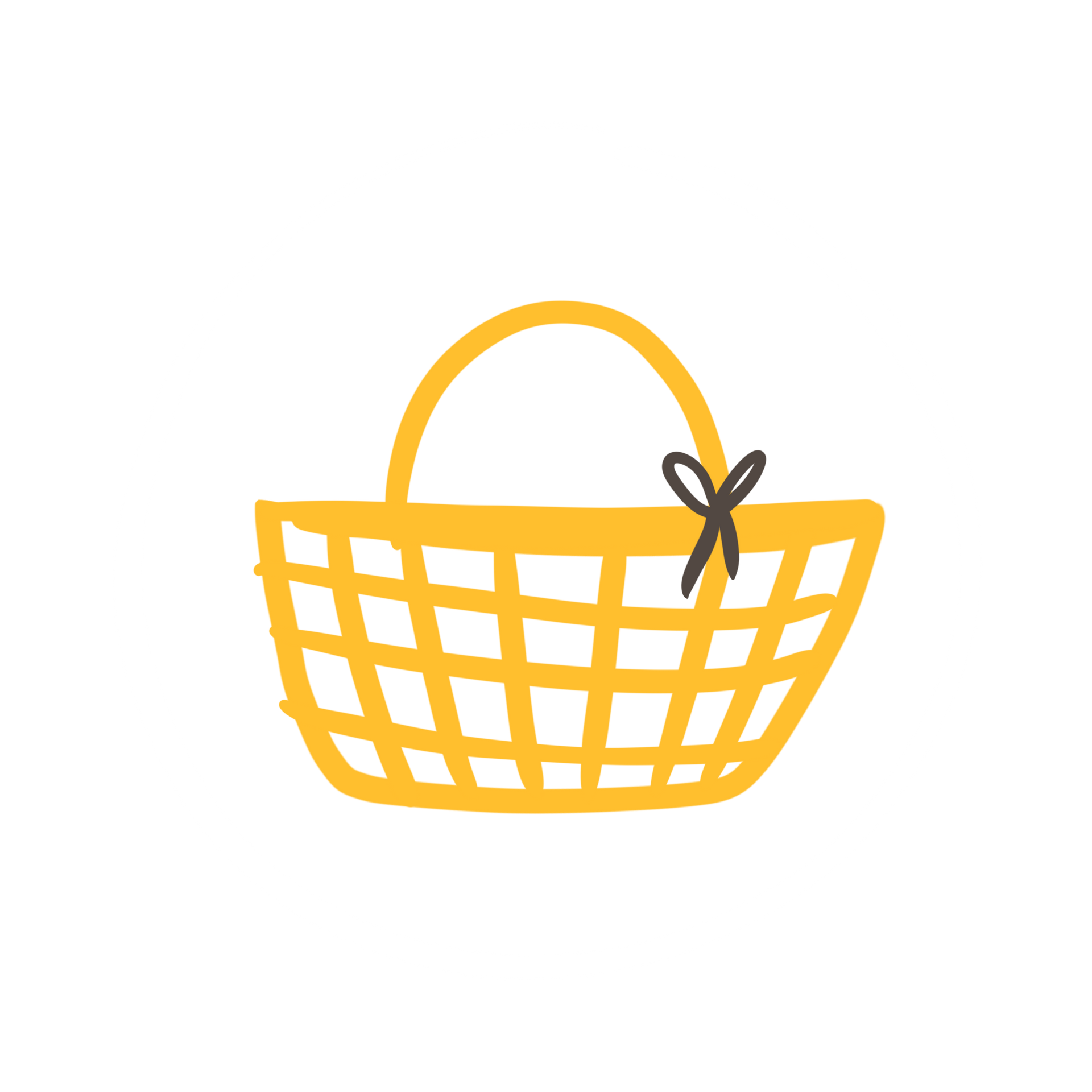 Yellow picnic basket with a black bow.