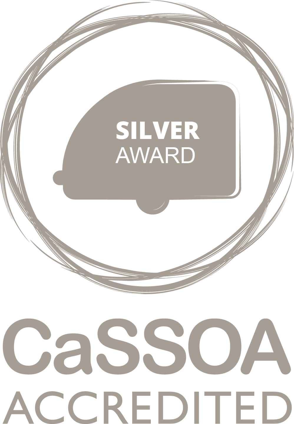 Silver Award logo from CaSSOA: caravan in a circle with