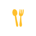 Yellow spoon and fork.