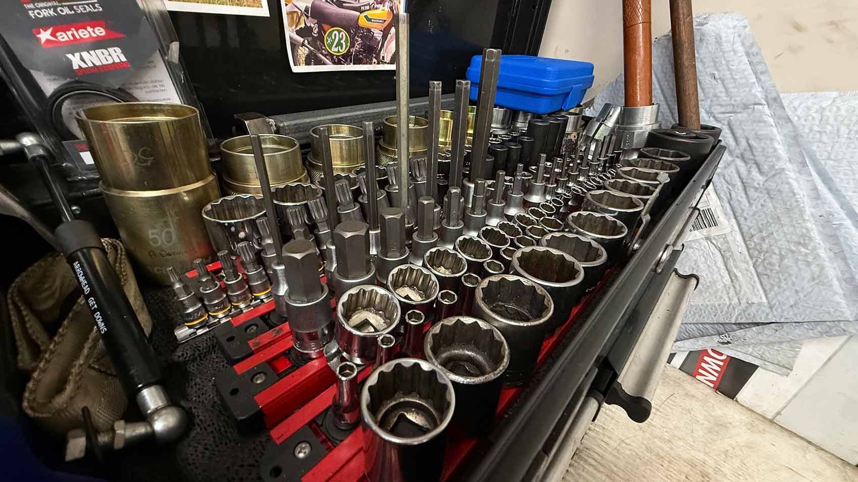 A Well-organized Tool Chest Drawer Filled With Various Tools — Newcastle Motorcycle Tyres in Broadmeadow, NSW
