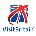 The visit britain logo has a british flag on it.