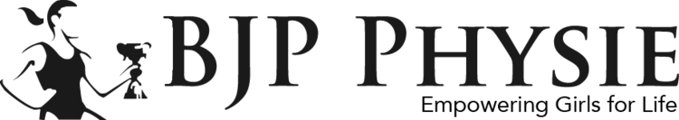 Logo for BJP Physie, featuring a stylized dancer figure and text 