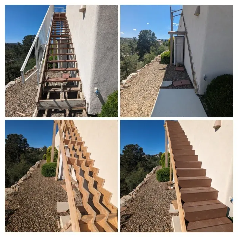 A staircase is being built on the side of a building