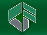 Green and gray geometric logo, possibly for a company or organization.