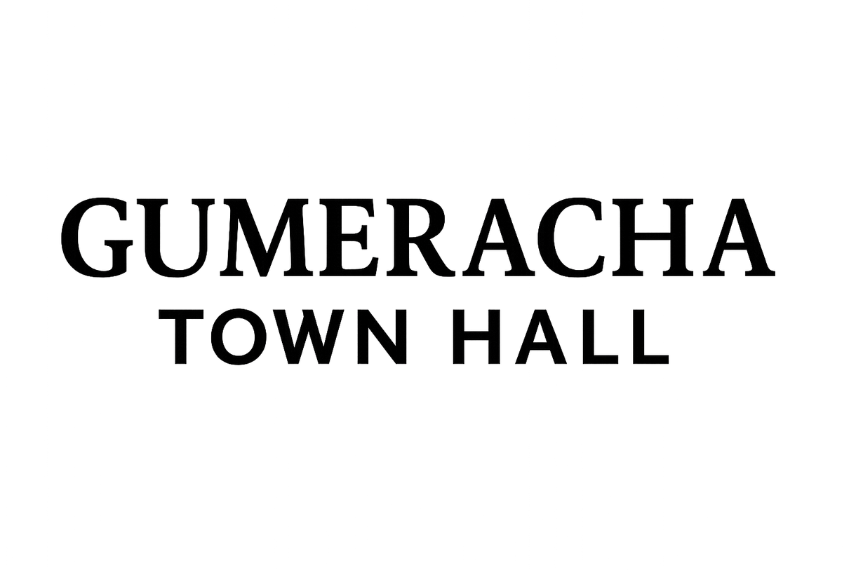 Gumeracha Town Hall text logo in black, centered on a white background.