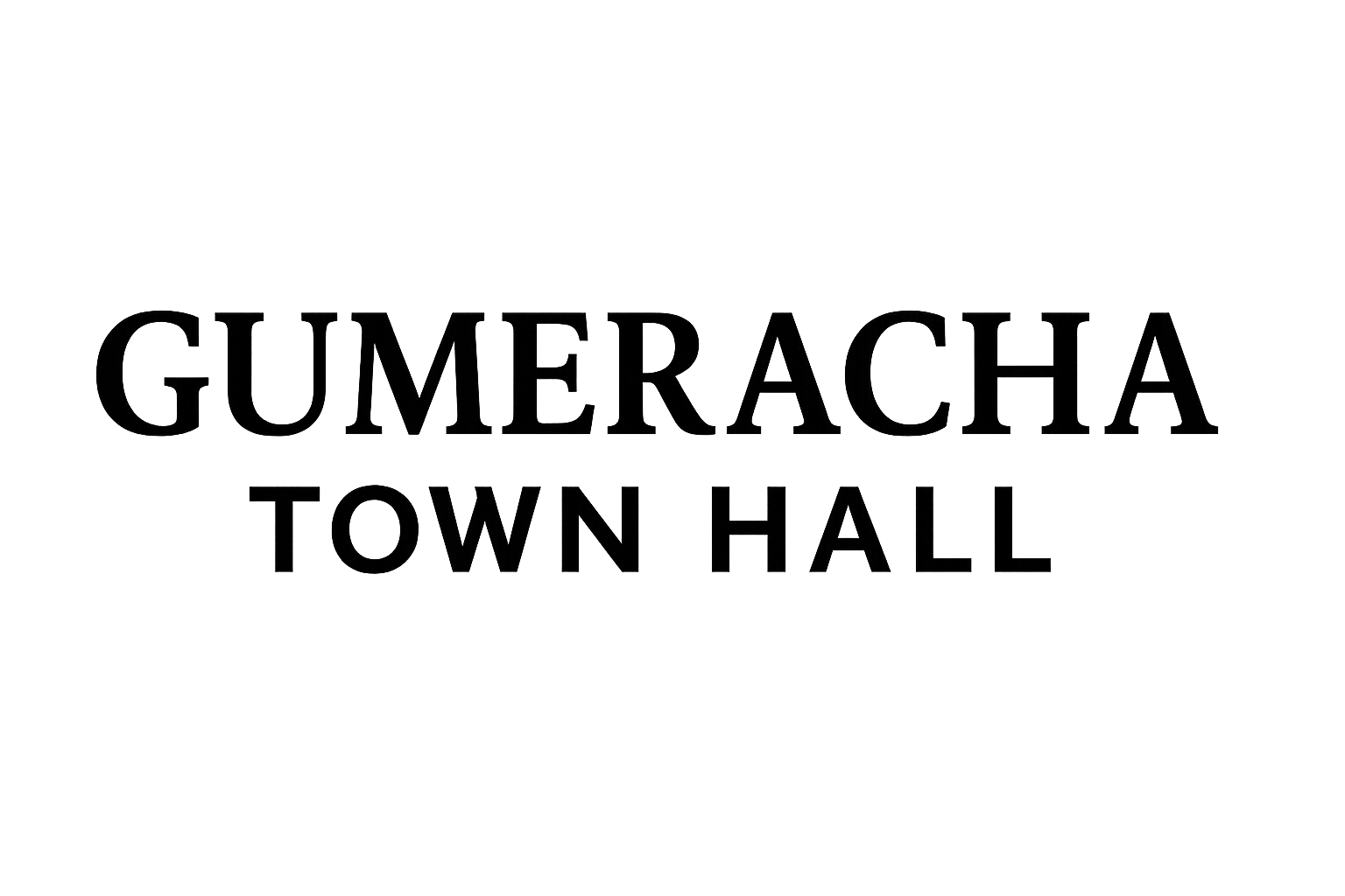 Gumeracha Town Hall text logo in black, centered on a white background.