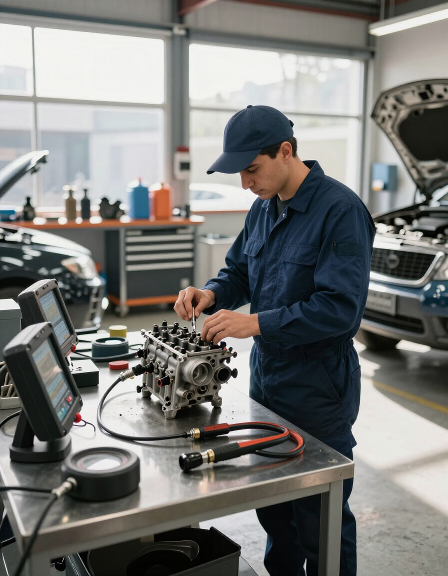 Taller de carburadores Car en Bogotá con un técnico revisando carburadores