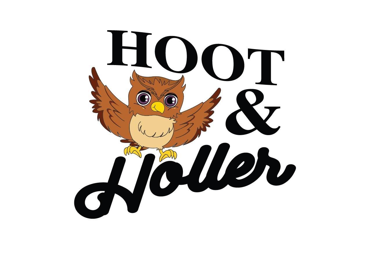 Owl logo with “HOOT & Howler” text in black and brown on a white background