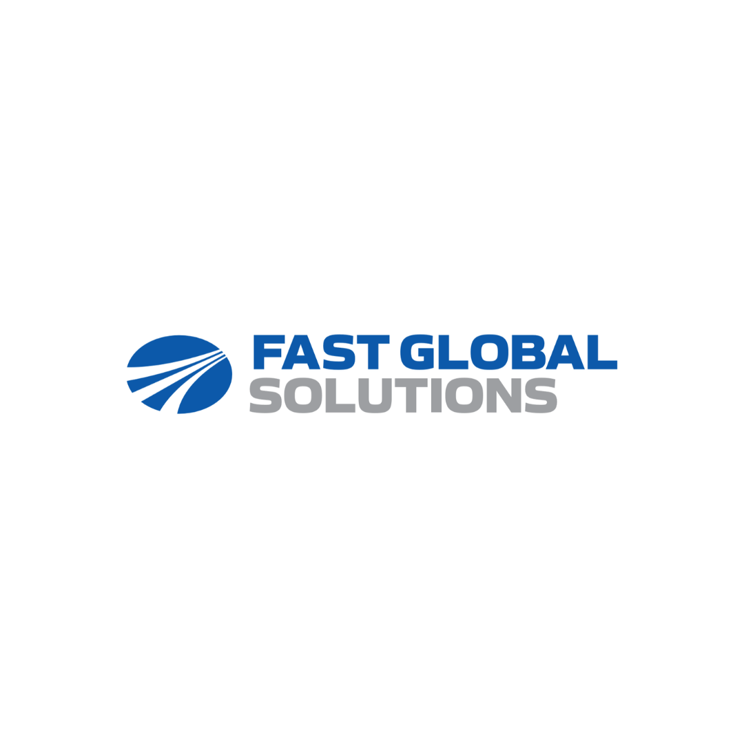 FAST GLOBAL SOLUTIONS logo in blue and gray on a white background