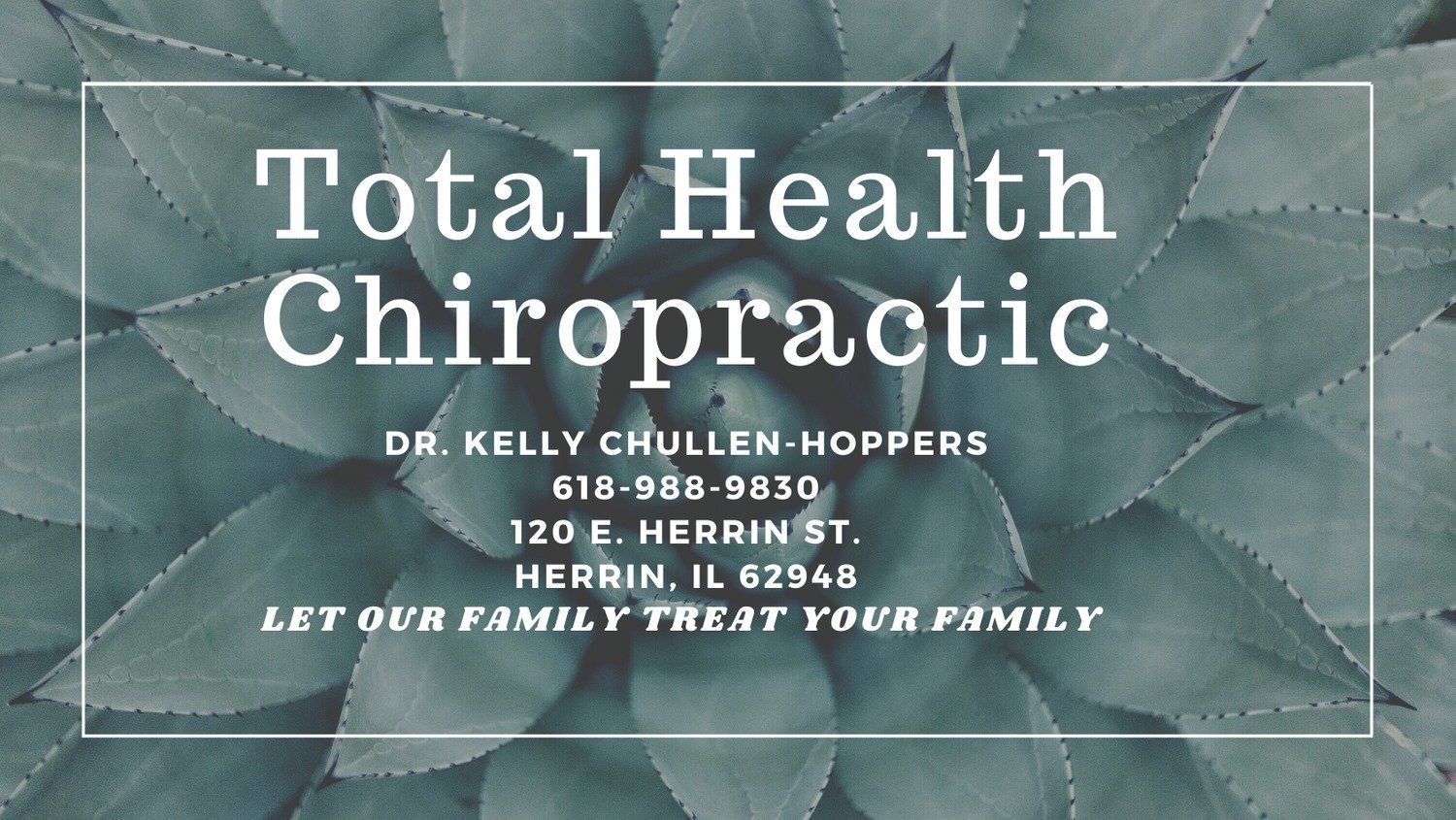 A business card for total health chiropractic with a picture of a plant