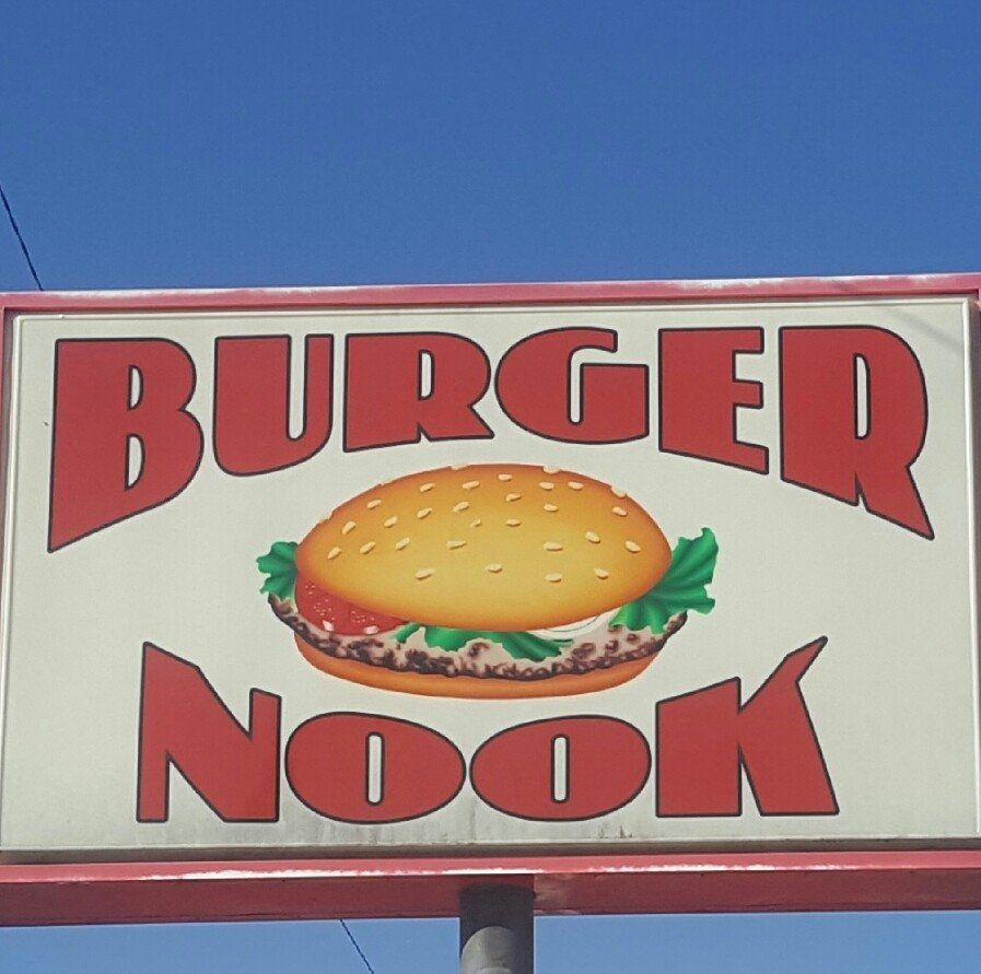A burger nook sign with a hamburger on it