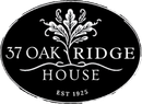 A black and white logo for 37 oak ridge house