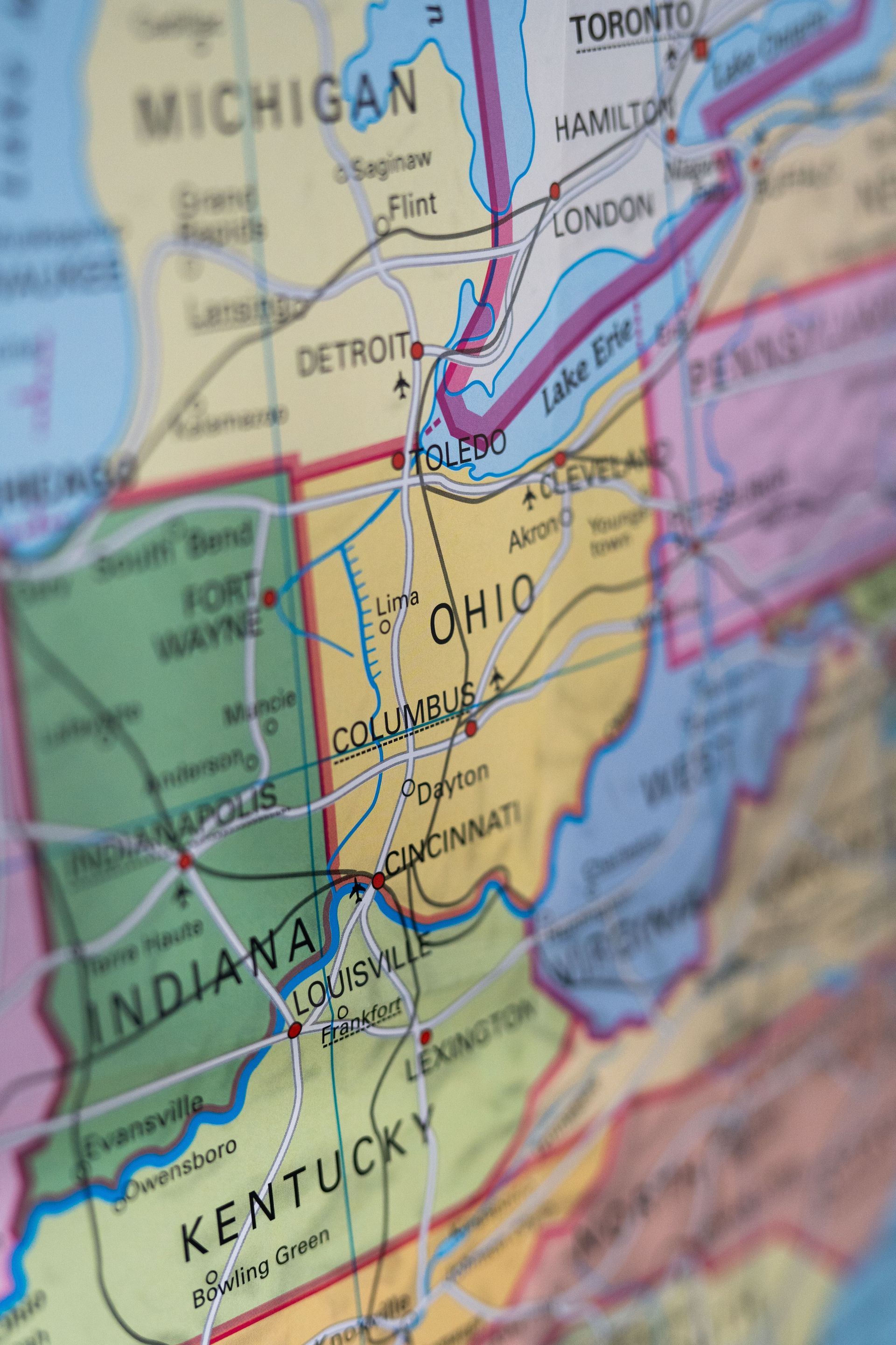 Map showing Hangry Fuel Vending’s 50-mile service area around Lima, Ohio