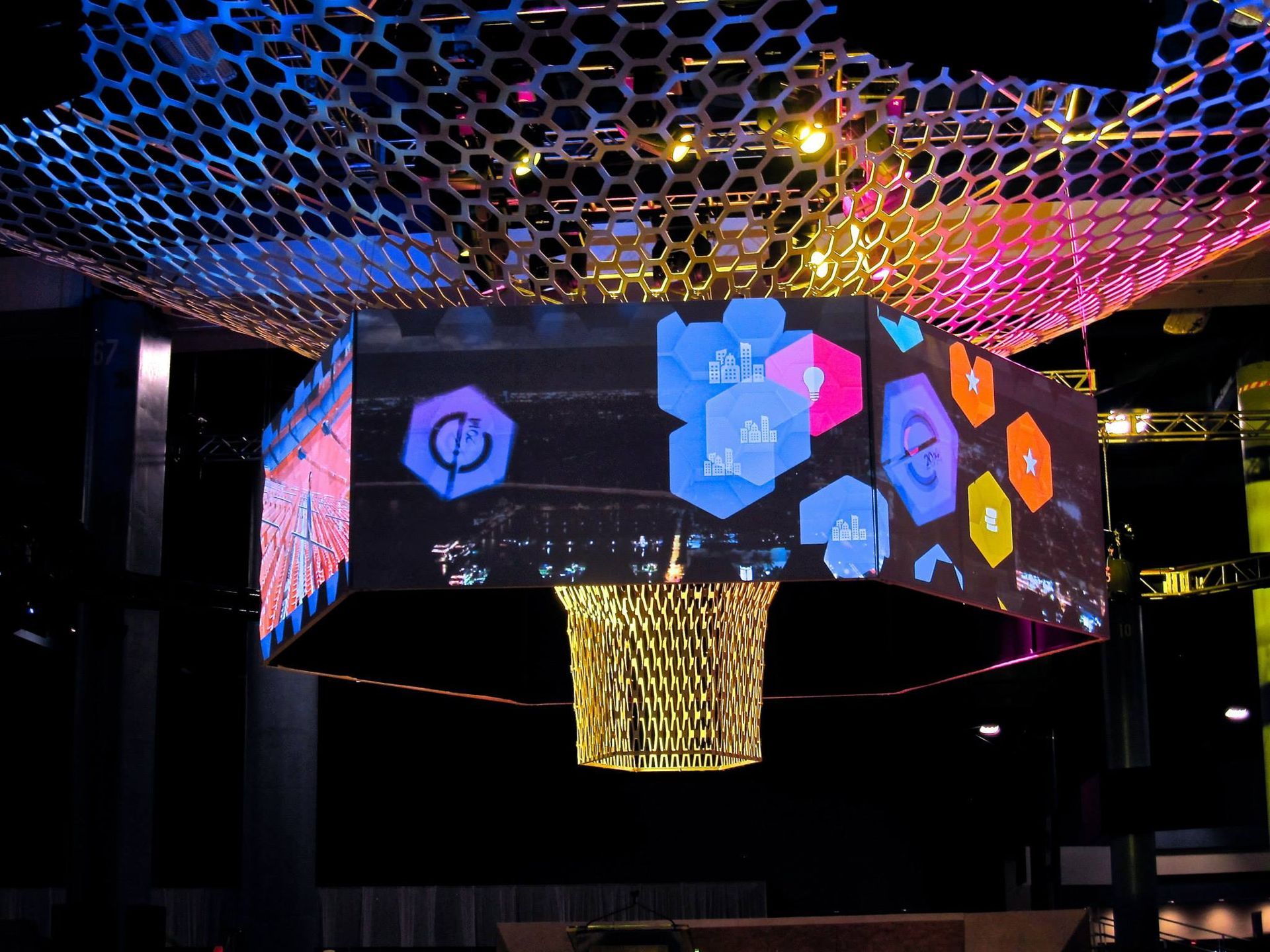LED Panel Tile Sports Venue Install Basketball