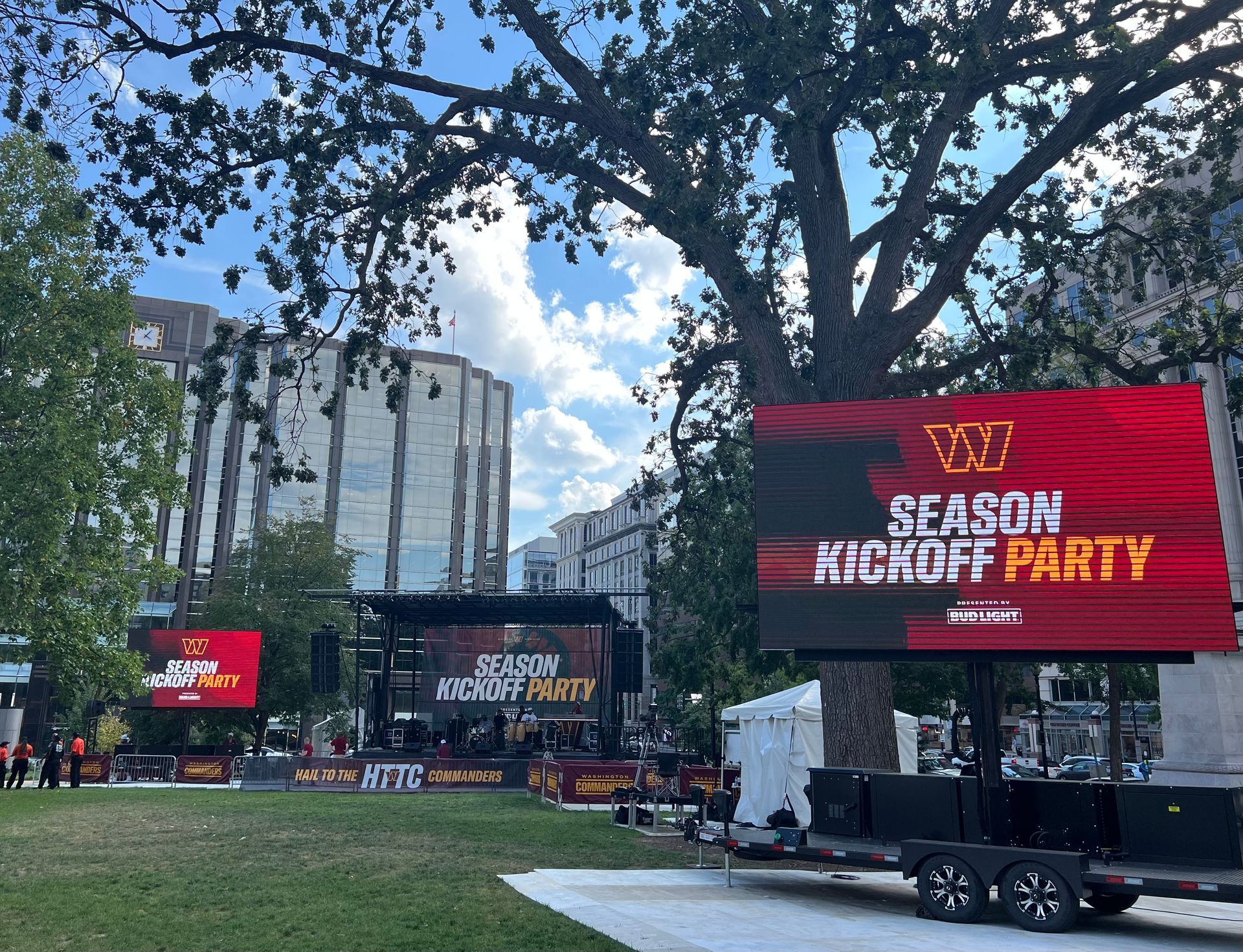 Mobile LED Video Wall Trailer 17x10 Washington DC Commanders Kick Off Party